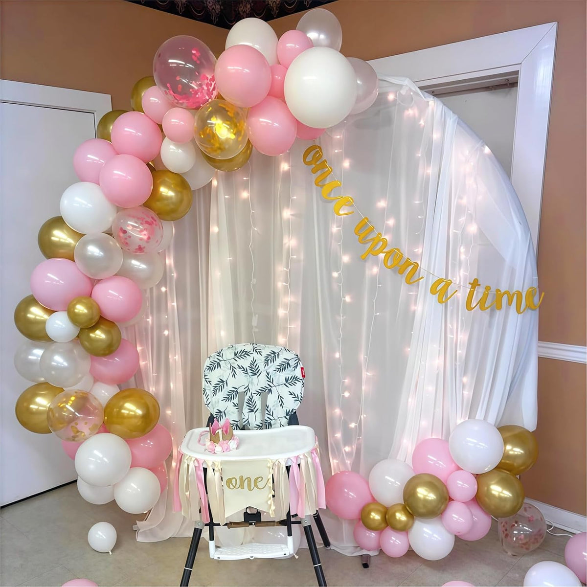 Netnology Pink Gold Confetti Balloons Set, 60Pcs 12 Inch Pink White Metallic Gold and Pink Gold Confetti Latex Balloon for Girls Birthday Baby Shower Bridal Shower Wedding Princess Party Decorations