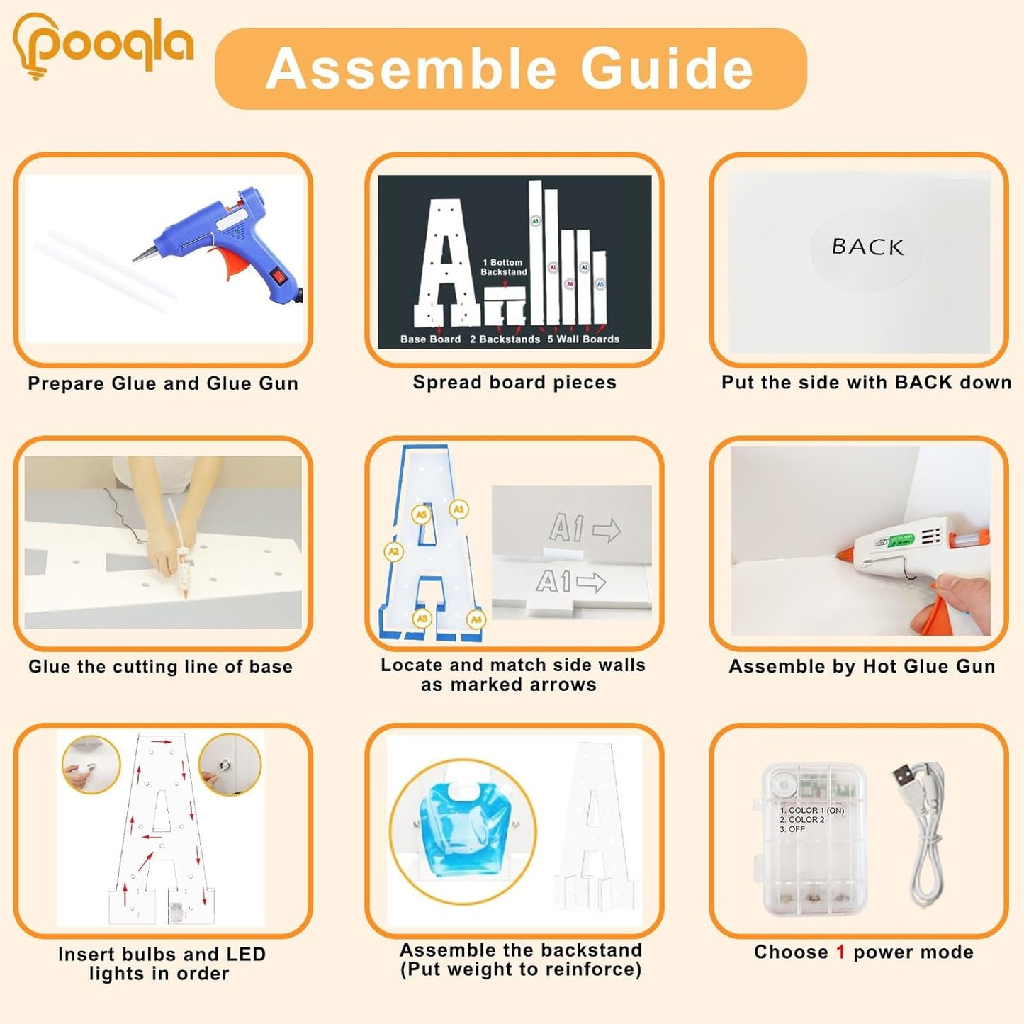Pooqla 4 FT Marquee Light Up Letters, Cool White and Warm White Marquee Letter 4 Feet Tall, Giant LED Sign Big Mosaic Letter F for Balloons Birthday Party Anniversary Wedding Decorations