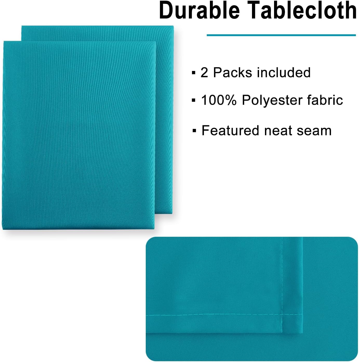 Hiasan 2 Pieces Turquoise Square Tablecloth - Water Resistant and Spillproof Dining Room Washable Fabric Table Cloth for Dining Room, Polyester, 54 x 54 Inch