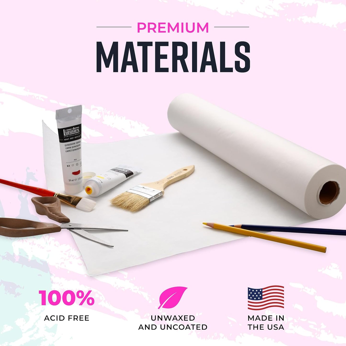 Bryco Goods White Kraft Paper Roll - 36” x 100’ (1200”) - Made in USA - Banner Paper for Painting, Easel Use, Bulletin Boards, Wall Décor, Gift Wrapping, and Children's Projects