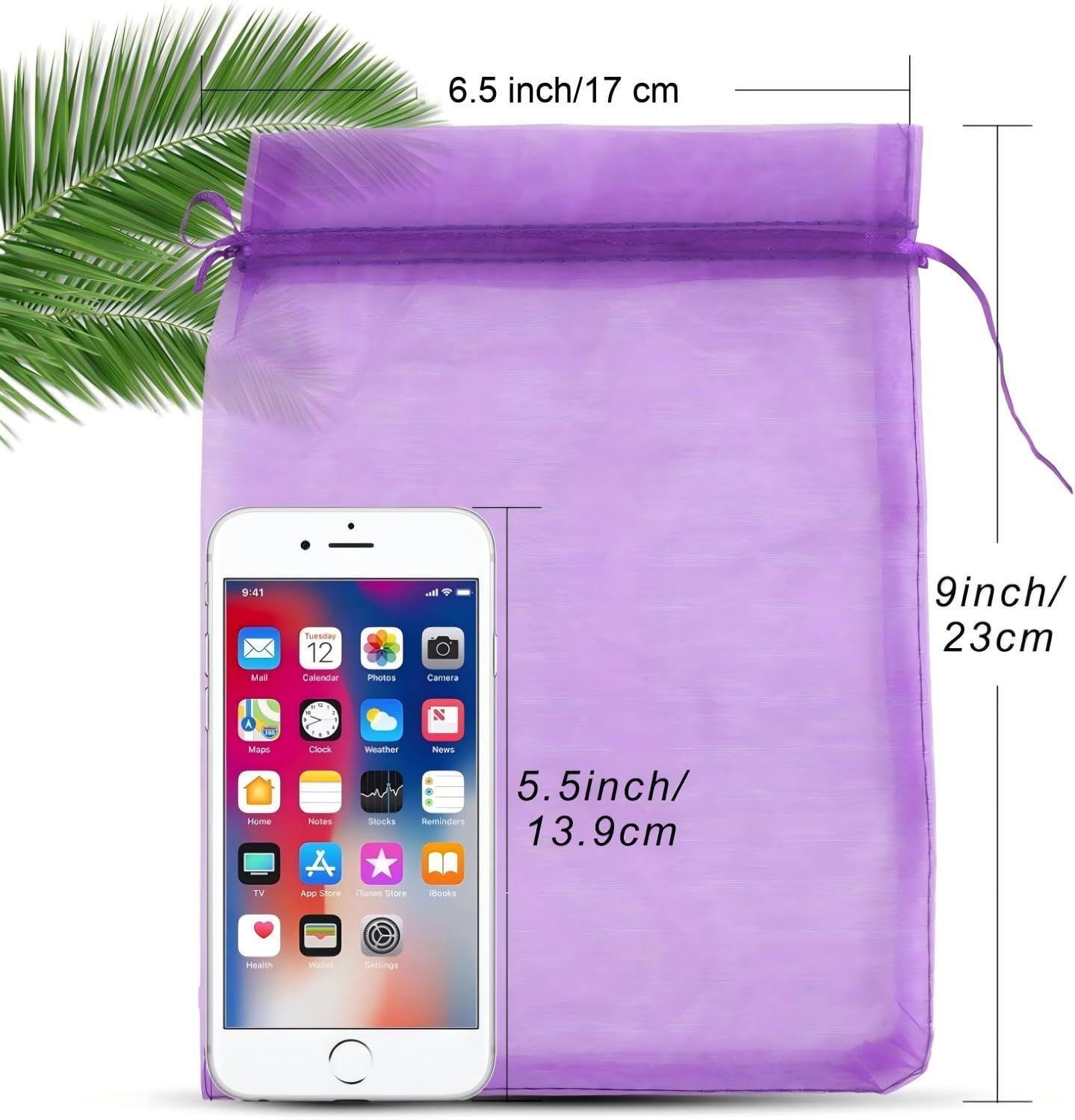 ANZNKU 50 Pack Premium Sheer Organza Bags 6x9 inches, Mesh Bags Drawstring for Halloween, Organza Gift Bag, Favor Bag Drawstring Gift Pouch for Party, Wedding, Festival(Purple)