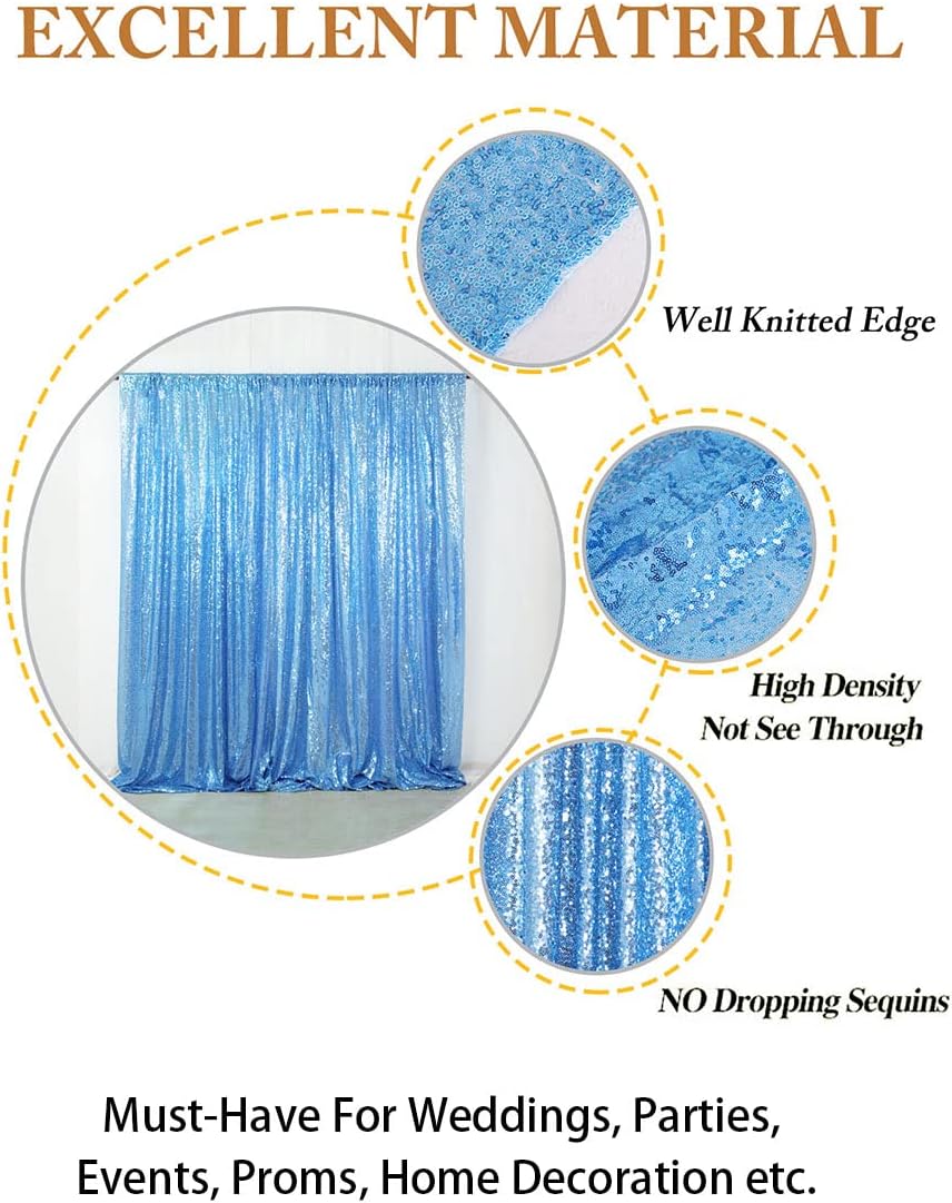 ShinyBeauty 10FTx10FT Baby Blue Sequin Backdrop | Sparkle Photo Background for Wedding & Baby Shower | Glitter Fabric for Photography | Elegant Party Decor