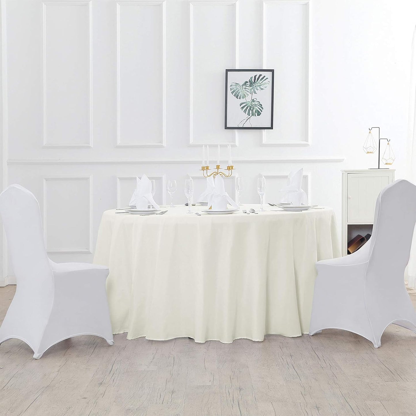 70 inch Round Tablecloth Washable Polyester Table Cloth Decorative Table Cover for Wedding Party Dining Banquet（70 inch,Ivory）