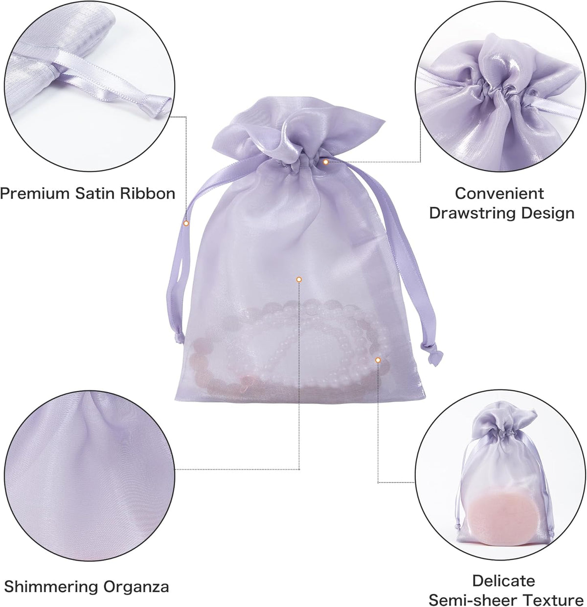 20 Pcs Lilac Purple Organza Bags 6X9 inch for Wedding Favors with Drawstring, Large Mesh Gift Bags Jewelry Pouch for Candy Bridal Shower Party Favor Baby Shower Christmas