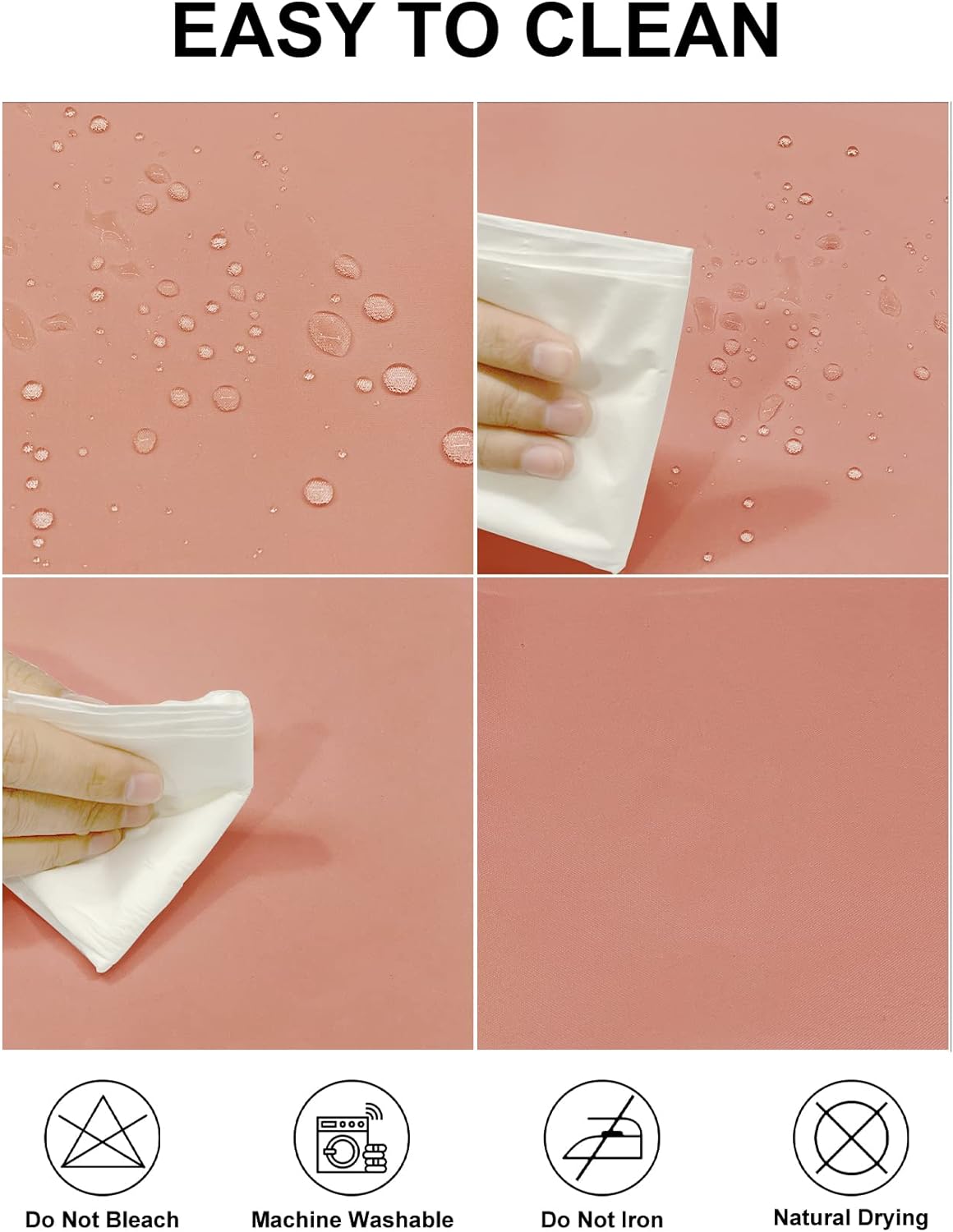 Fokitut 2 Pack Waterproof Square Tablecloth, 90x90 Inch, Stain Resistant and Wrinkle Polyester Table Cloth, Fabric Table Cover for Kitchen Dining, Wedding, Party, Holiday Dinner-Dusty Pink