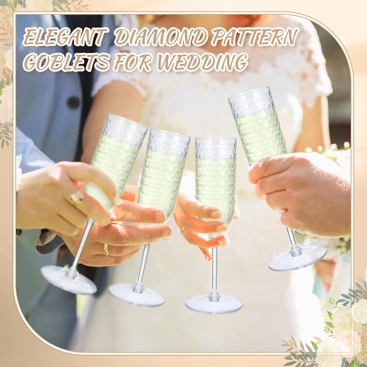 Remerry 48 Pack Detachable Plastic Champagne Flutes 5.5 oz Champagne Glasses Bulk Disposable Mimosa Glasses Reusable Wine Cups for Wedding Toasting Baby Shower Birthday Party New Years (Clear)