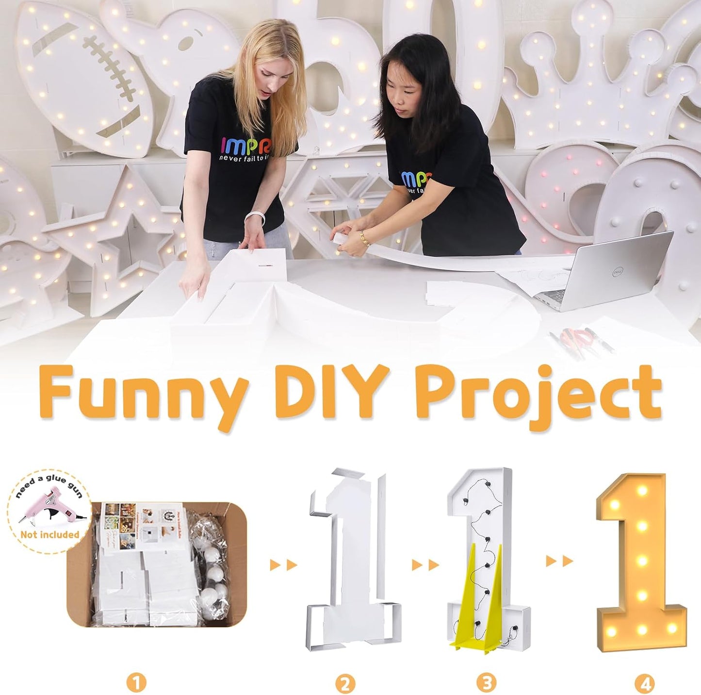 imprsv 4FT Marquee Numbers,DIY Light Up Numbers for 7th Birthday Decorations, Party Party Decorations,Anniversary Party Decor,Mosaic Number for Balloons Number 7,Pre-Cut Foam Board Kit