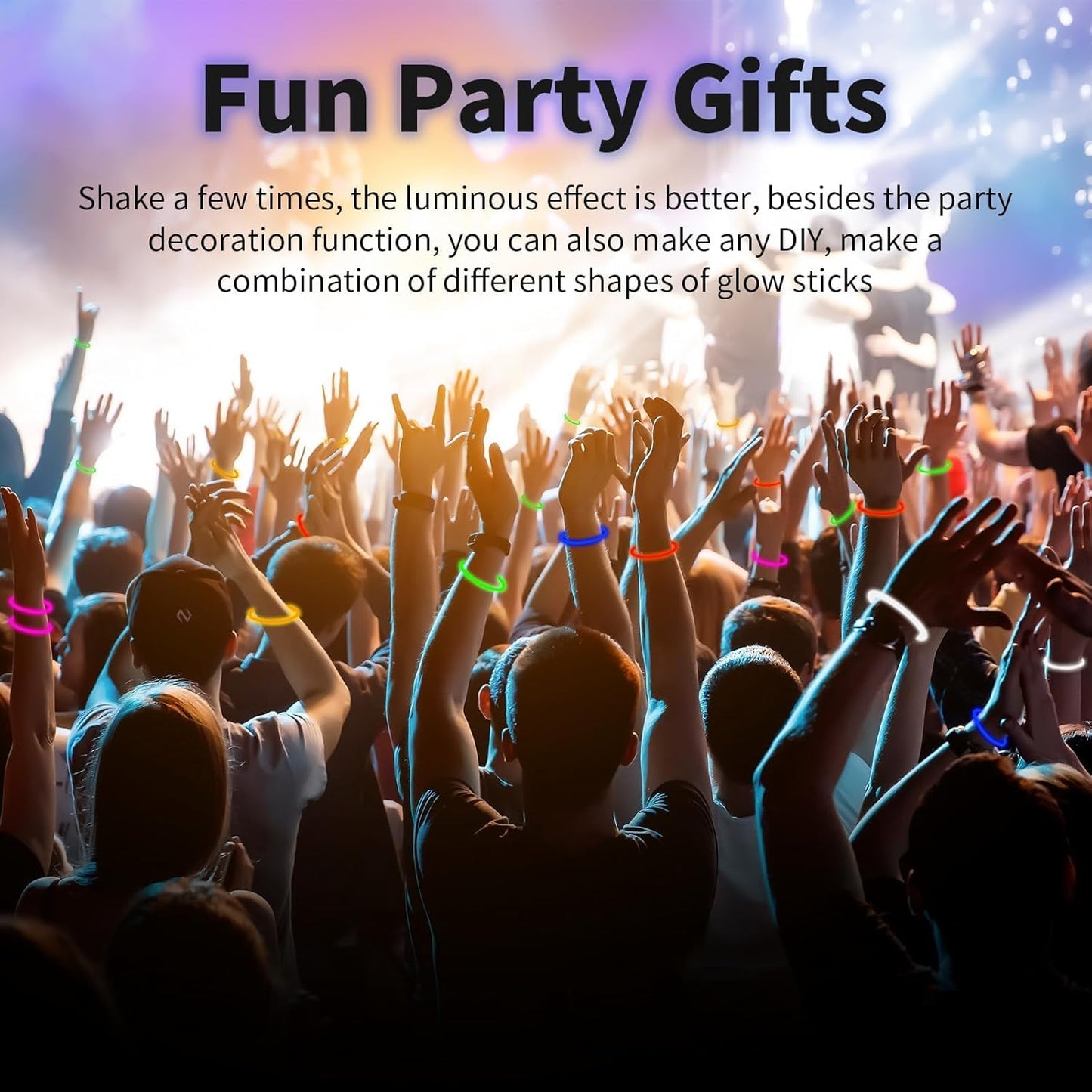 200 Pack 8'' Glow Sticks Bulk Party Favors White Light Up Sticks with Connectors Neon Glow in the Dark Party Supplies Bracelets for Holiday Birthday Party Decoration(White)