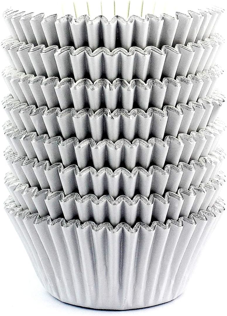 Eoonfirst Light Gray Foil Cupcake Case Liners Baking Muffin Paper Cups 198 Pcs