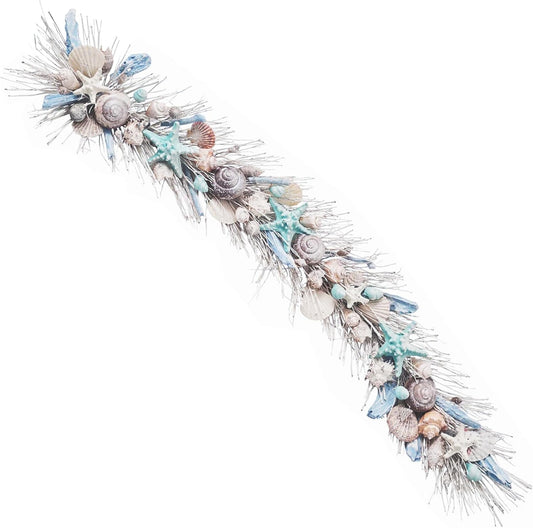 HOLIDAY TREE Handcrafted 48'' Shell Coastal Summer Garland for Home, Staircase, Wall, Hallway and More