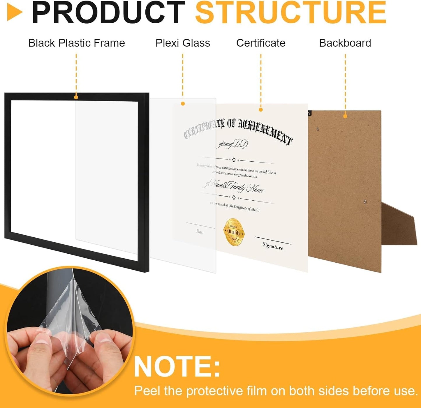 YixangDD 12 PACK Certificate Frames 8.5 x 11, Black Diploma Frame Document Frame with Clear Plexiglass, Picture Frames for Tabletop and Wall Display