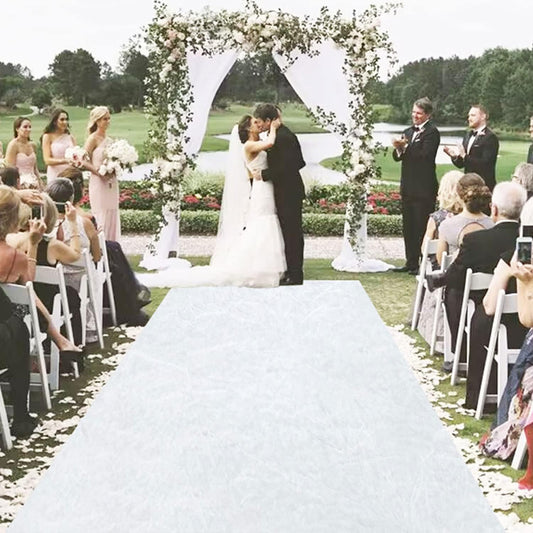 MODFUNS White Wedding Aisle Runner Outdoor Velvet Aisle Runner for Wedding Ceremony 4FTx20FT Carpet Runner with Carpet Tapes Bride Floor Carpet Runner Decorated Aisle Runway for Prom Party Beach