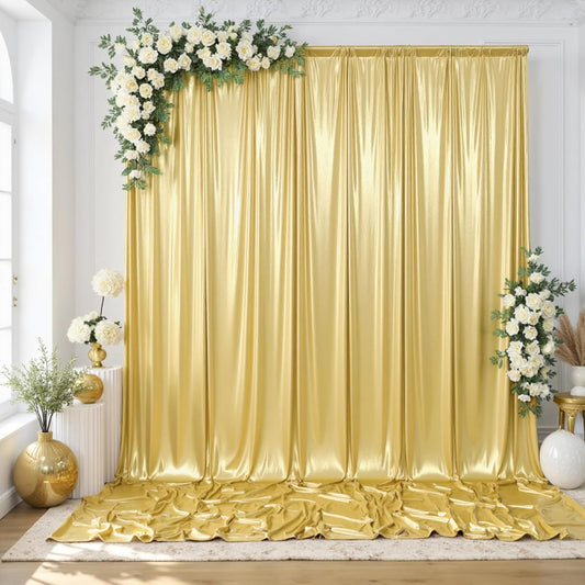 gogoparti 30x10FT Gold Sequin Backdrop Curtain - 6 Panels of 5x10FT Wrinkle-Free Glitter Drapes for Photography, Birthdays, Weddings & Graduations