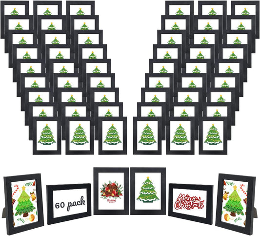Set of 60 Picture Frame Bulk Photo Frames Wall Mounting Simple Photo Frames Multi Picture Frames for Wall or Tabletop, 4X6 Inch Black