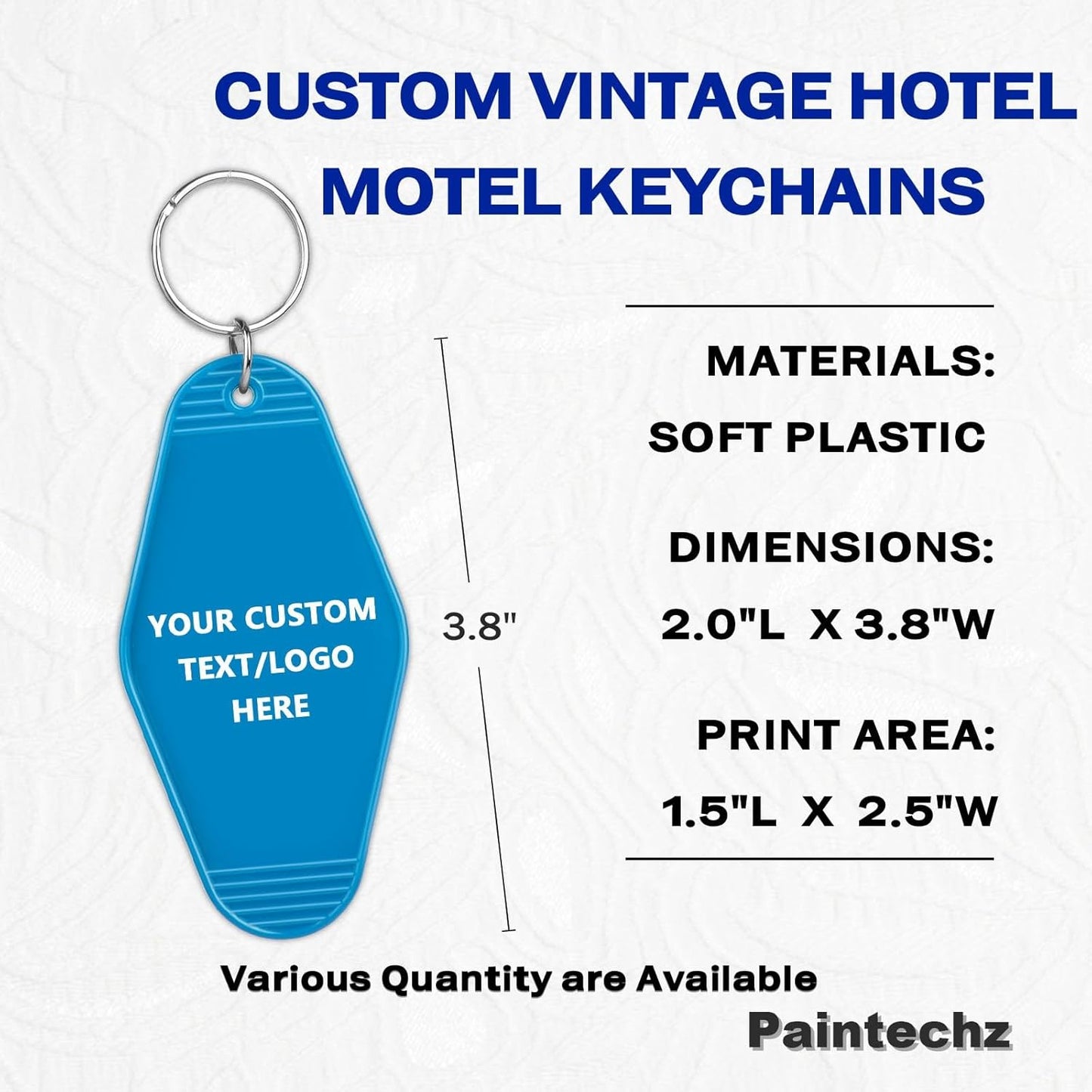 Custom Vintage Hotel Motel Keychains 200 Pack, Personalized Logo, Text Bulk - Perfect for Tradeshows, Campaign Gifts - Customizable Key Tags
