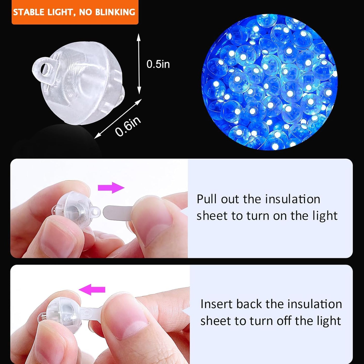 100PCs Mini Led Lights, Led Balloons Light for Party Decorations Neon Party Lights for Paper Lantern Easter Eggs Birthday Party Wedding Halloween Christmas Decoration(Glow steadily Blue)
