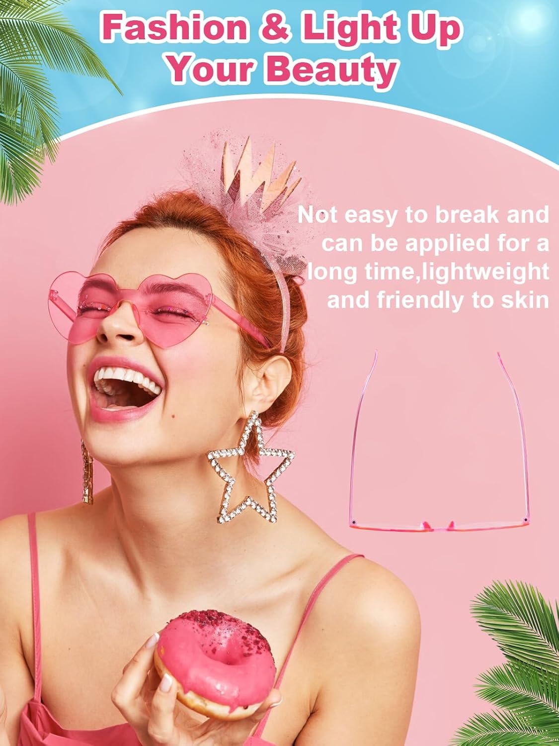 12 Pairs Heart Shaped Sunglasses for Women Colorful Glasses Fun Trendy Transparent Heart Sunglasses Party Favor (Pink, Rose Red)