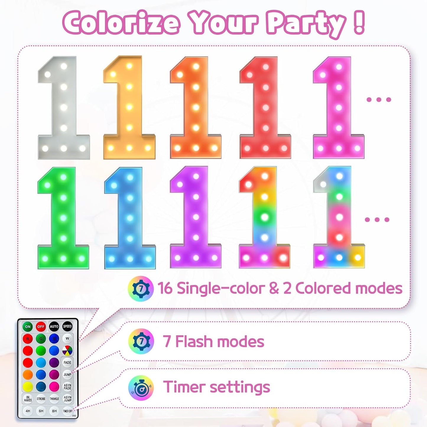 Marquee Numbers 50th-Birthday Decoration: Colorful 3FT Large Light Up 50 Year Old Birthday Decorations Anniversary Backdrop for Boys Girls Cardboard Sign 18 Colors Number 50 Mosaic Balloon Frame