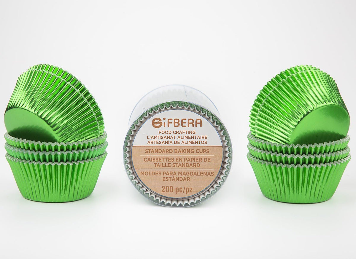 Gifbera Green Foil Standard Cupcake Liners Muffin Cups for Baking Holiday Party, 200-Count