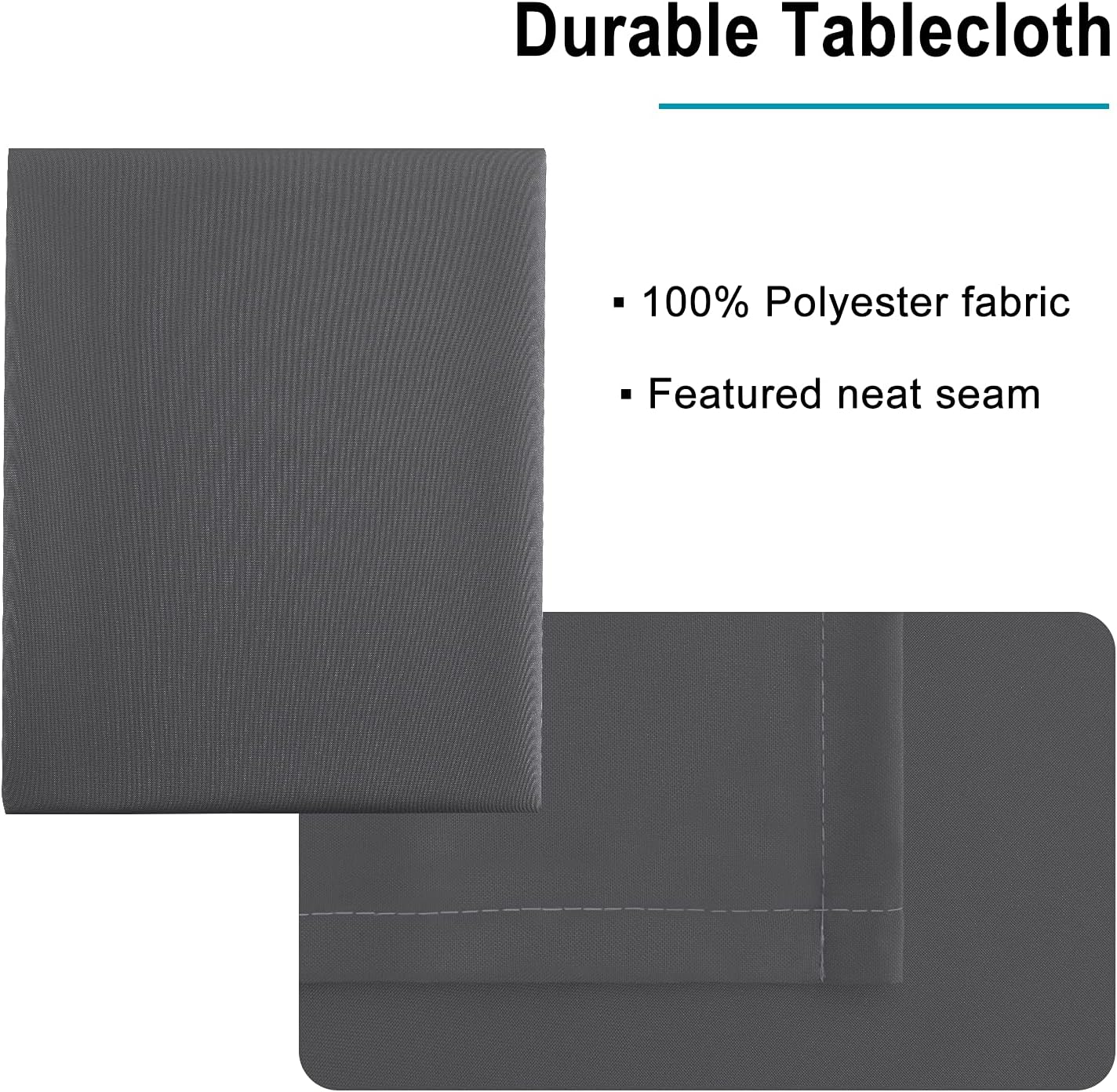 Hiasan Rectangle Tablecloth Grey - Wrinkle Resistant and Waterproof Washable Polyester Fabric Table Cloth for Dining Party and Outdoor Use, 30 x 60 Inch