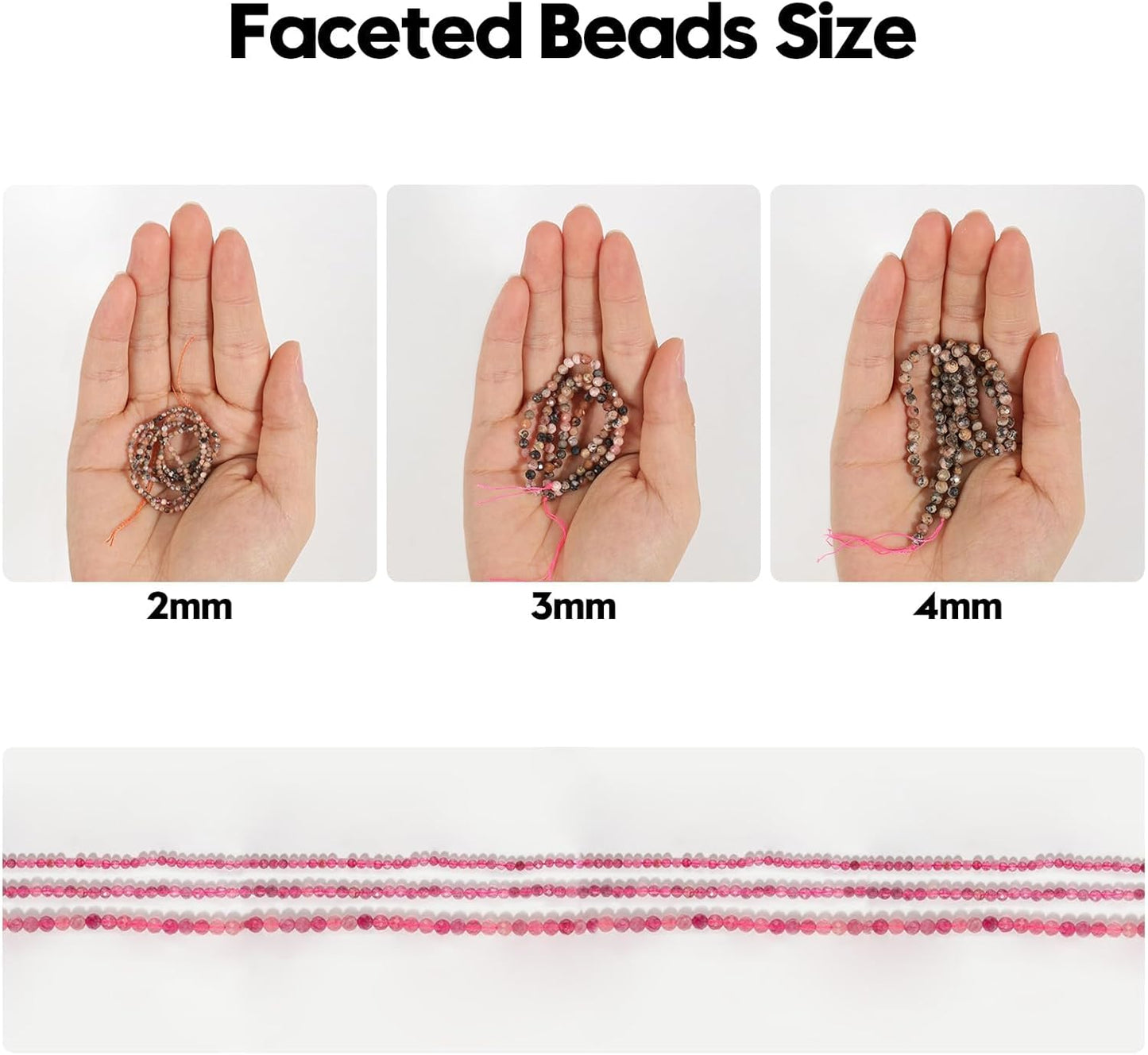 Song Xi 180pcs 2mm Natural Pink Tourmaline Gemstone Beads Faceted Round Loose Stone Beads for Jewelry Making