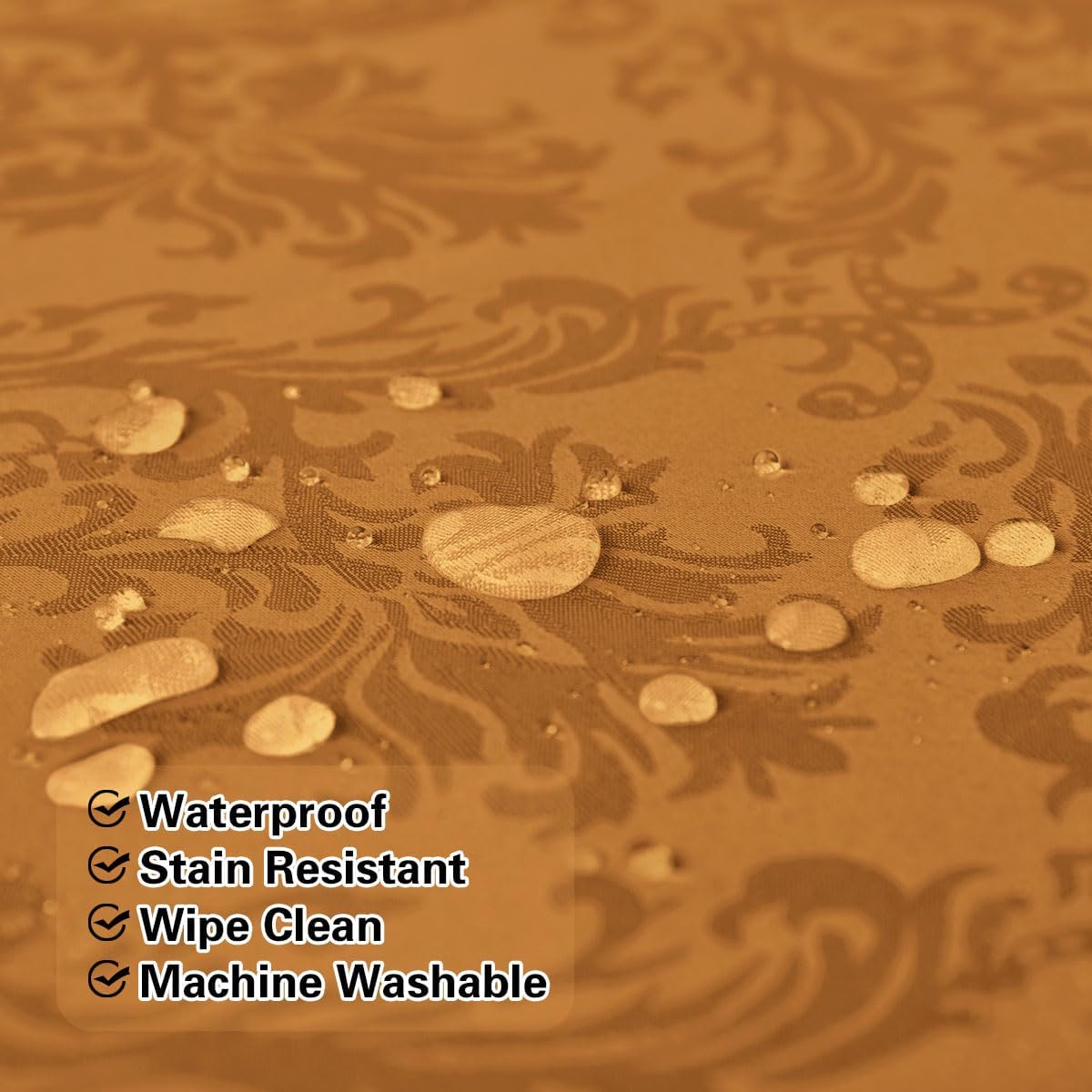 SASTYBALE Fall Tablecloth Rectangle 60 x 120 Inch, Spill Proof Wrinkle Free Autumn Jacquard Damask Table Cloth, Reusable Polyester Table Cover for Thanksgiving, Harvest, Holiday, Brown/Amber