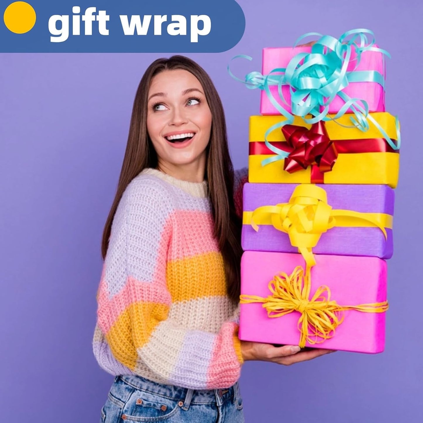Purple Wrapping Paper, 15"x900" (75FT) Art Craft Construction Bulletin Board Decorative Paper Roll for Mother's Day Birthday Mardi Gras Anniversary Wedding Bouquet Flower Gift Wrap Floral Supplies
