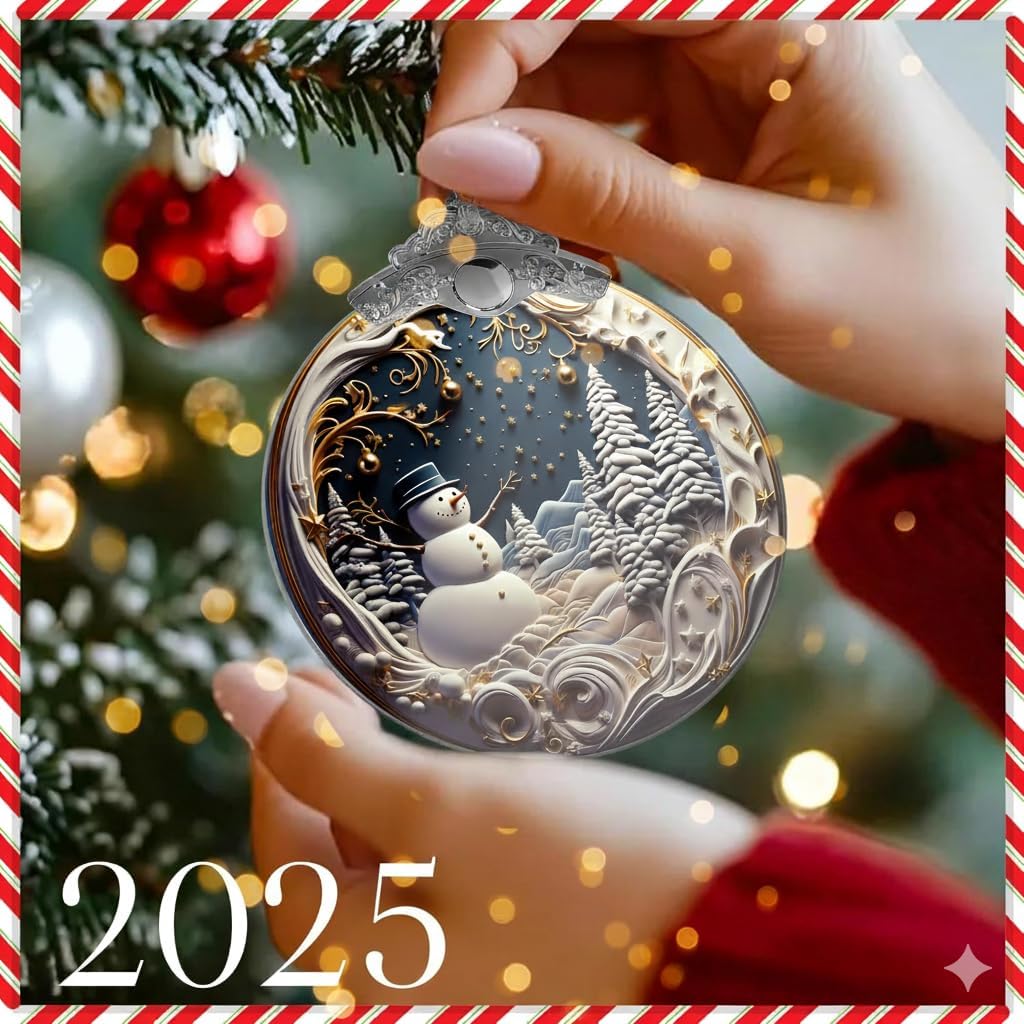 Christmas Ornaments 2025, Snowman, Unique Christmast Ornaments 4 Inch Acrylic Ornament Art, Holiday Decoration, Car Interiors Decors, Christmas Decorations