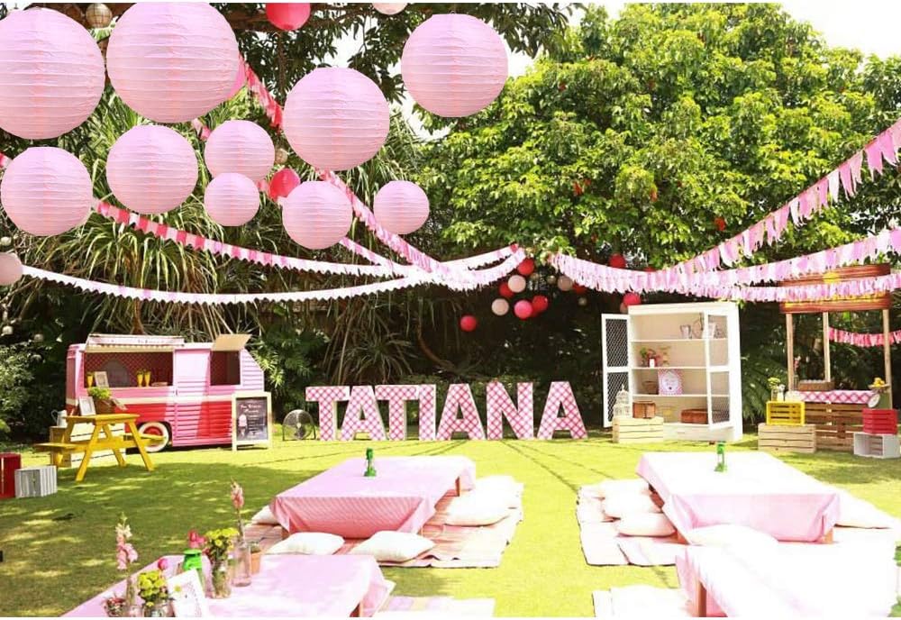 BEISHIDA Pink Round Paper Lanterns Hanging Decorative Chinese Paper Lanterns Lamp for Valentine Birthday Wedding Party Decoration and Baby Bridal Shower（10 Packs）