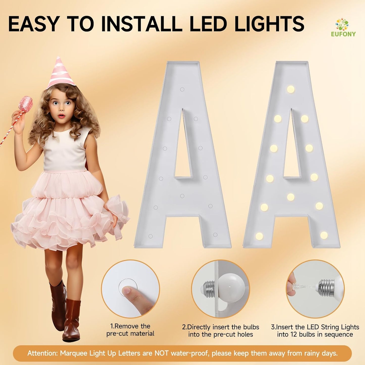 EUFONY Marquee Letters 4 Feet Tall, 4 FT Marquee Light Up Letters, Giant Light Up Letters 4FT for Birthday Party Baby Shower Gender Reveal Graduation Prom Decorations, Letter Z with LED Lights DIY Kit