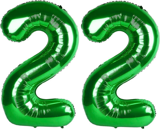 40 Inch Big Green Number 22 Balloon Birthday Decoration, Number 22 Helium Balloon Celebration, Boy Girl Baby Anniversary Party Graduations Supplies Decorations