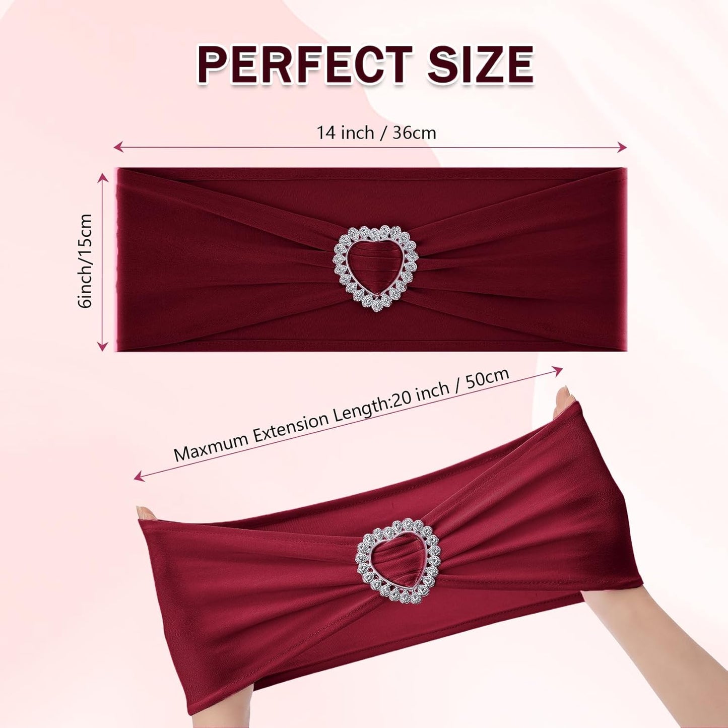 Howhic Pack of 30 Spandex Chair Sashes Bows Stretch Chair Cover Band with Buckle Slider Universal Elastic Chair Ties for Wedding Banquet Party Event Decoration (Burgundy)