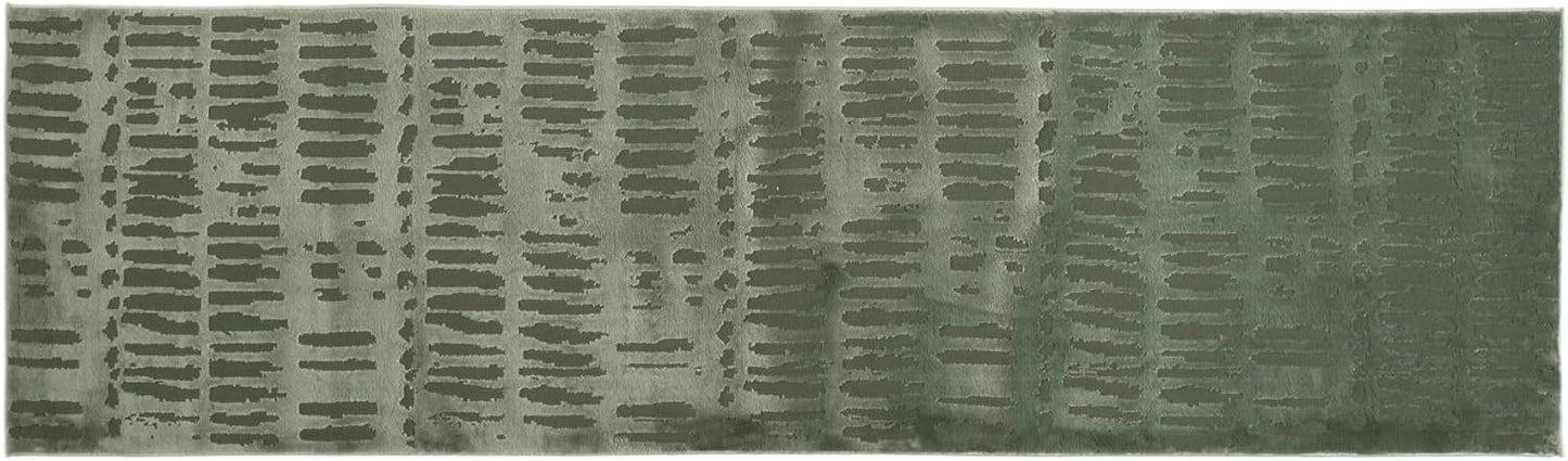 Revival Rugs Shell 2'7"x9' Machine Washable Runner Rug for Hallway Entryway - 100% Recycled Oeko-TEX Certified, Medium Pile, Green