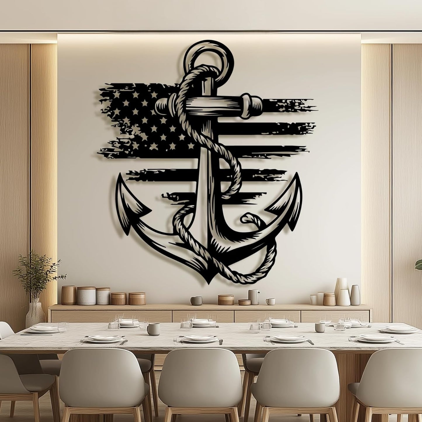 lunwall Metal Anchor Wall Decor, Anchor Metal Sign, Metal Anchor Decor, Anchor Metal Wall Art, Metal Nautical Wall Decor, Metal Wall Decor Coastal, Anchor Wall Decor (black, 31L x 29W / 80 x 72 cm)
