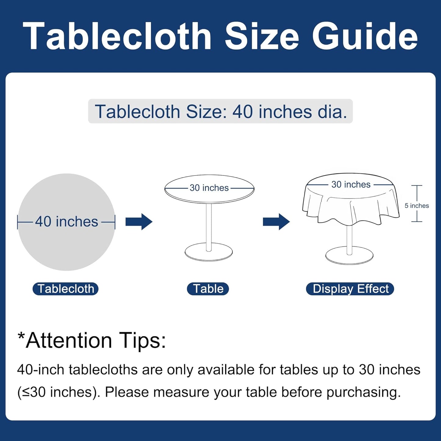 Hiasan Linen Tablecloth 40 Inch Round - Wrinkle and Stain Resistant Washable Polyester Fabric Table Cloth for Dining Room Kitchen Party, Champagne