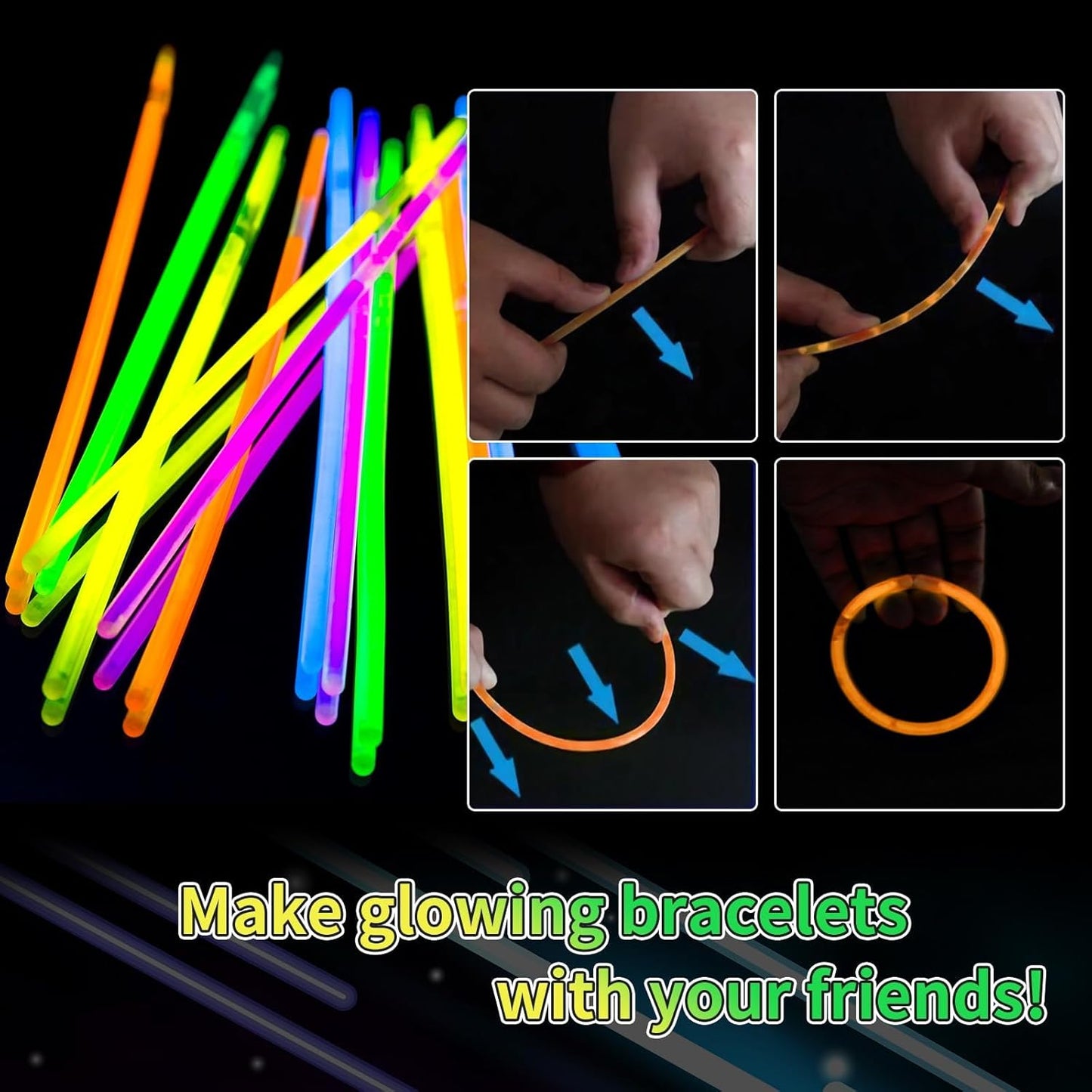 60 Pack 8” Pink Glow Sticks Bulk with 60 Connectors Neon Glow In The Dark Party favors Supplies for Holiday Birthday Party Decoration (Pink)