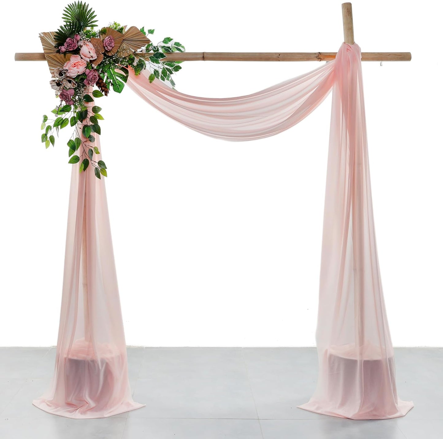 VDS Pack of 2 Panel (30 Inch X 100 Feet) Wedding Arch Draping Fabric Sheer Chiffon Fabric Drapery for Wedding Ceremony Reception Swag Backdrop Canopy Chuppah ARBO Altars Decoration (Dusty Rose)