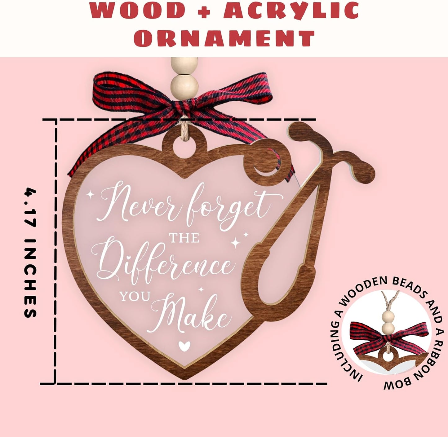 Pawzity Nurse Gifts for Women - Nurses Week Gifts - Nurse Christmas Ornament - Nurses RN Gift for Women - Birthday, Appreciation, Graduation, Thank You Nursing Gift Ideas - Wood & Acrylic Ornament