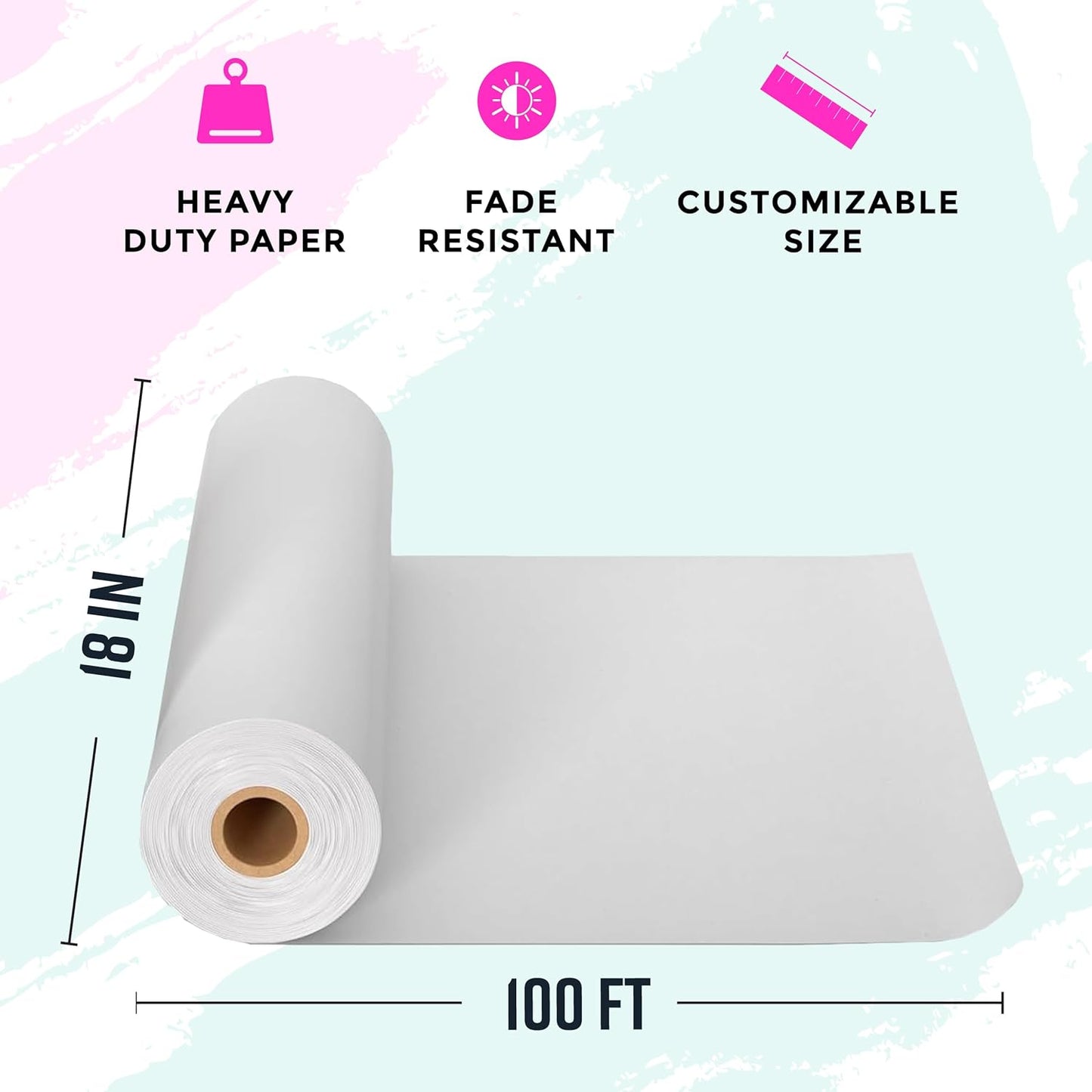 Bryco Goods 18”x1200” (100’) White Wrapping Paper – Kraft Paper Roll for Painting, Drawing, Banner, Bulletin Board, Easel Use, Floor Covering, Packaging, Shipping, Arts & Crafts – Made in USA