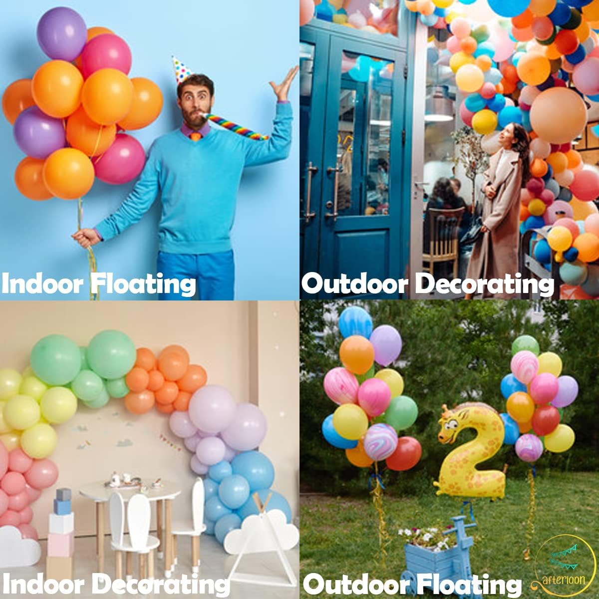 AFTERLOON® Biodegradable Balloons 100 pcs Pearlized Fuchsia 10 Inch, Pearlescent Thickened Extra Strong Latex Helium Float, for Baby Shower Gender Reveal Garland Wedding Birthday Party Decorations