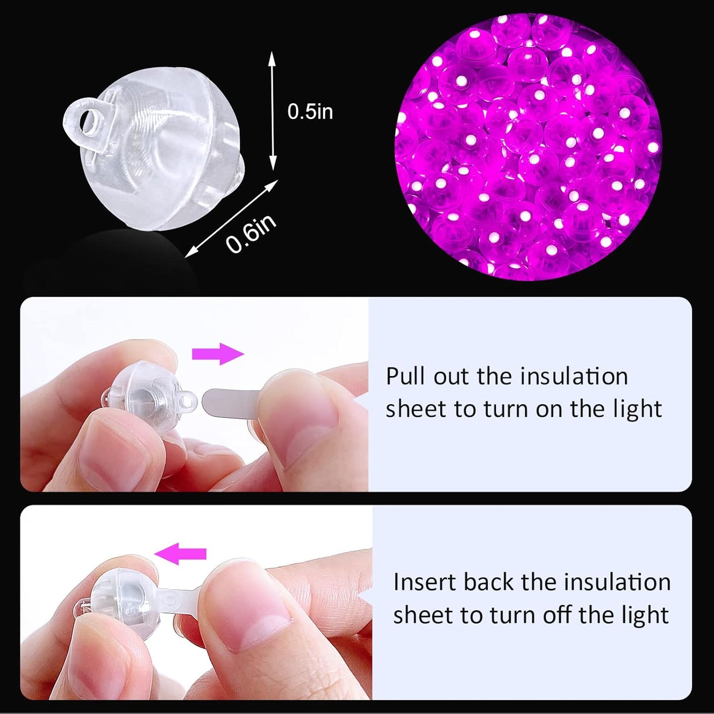 100PCs Mini Led Lights, Led Balloons Light for Neon Party Lights, Paper Lanterns, Easter Eggs, Birthday Party, Wedding, Halloween, Christmas Decoration (Glow Steadily Pink)