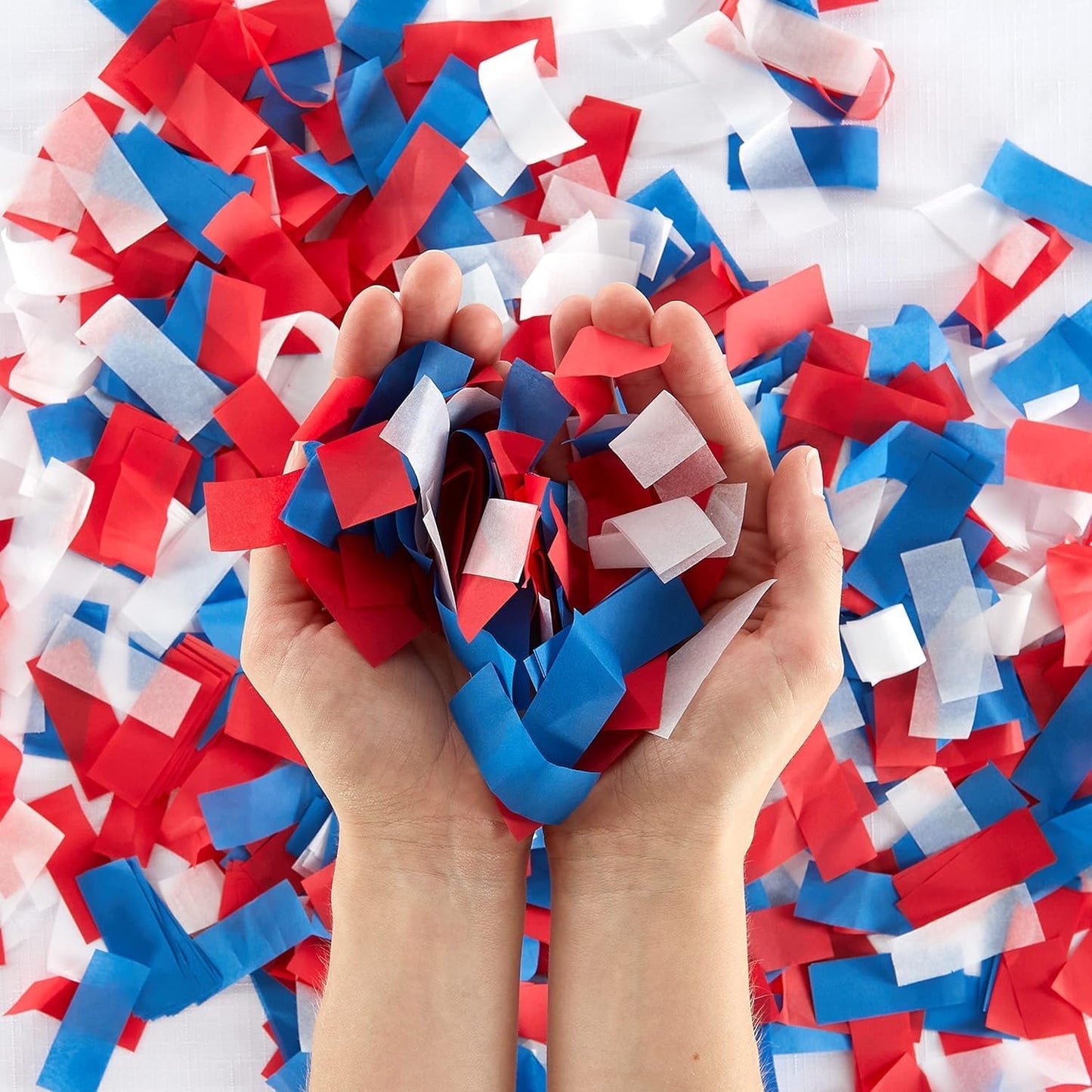 Red, White and Blue Biodegradable Confetti - Rectangular Flame-Resistant Tissue Paper Confetti for Cannon and Launcher use – Best for Gender Reveal, and Parties - 20 lb, 320 oz