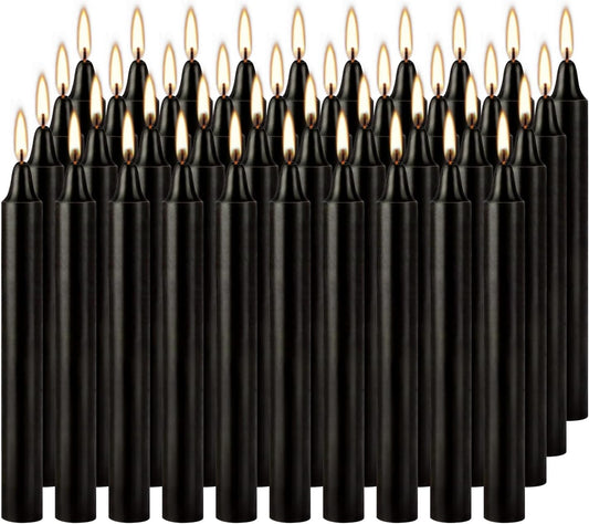 Set of 40 Black Candles – Spell Chime Candles for Halloween, Rituals, Prayer, Birthdays, Meditation, Altar - 4 Inch Tall, Unscented