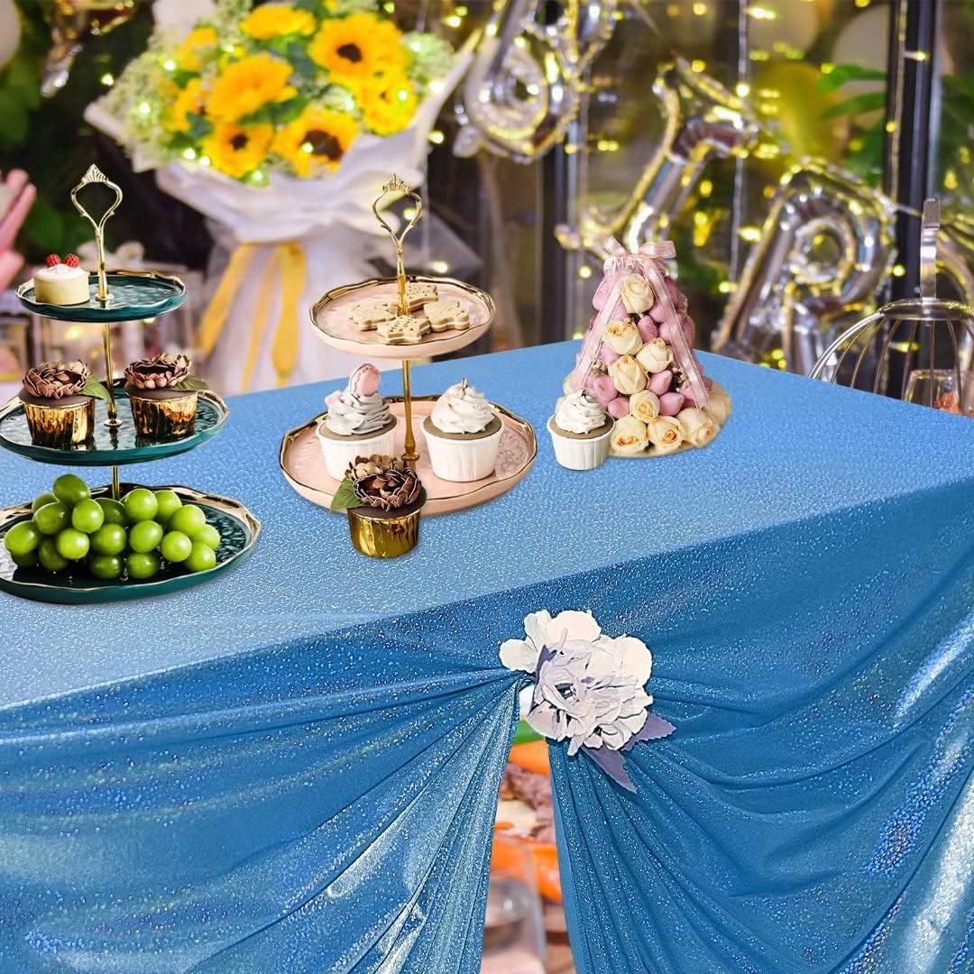 Fitable Sequin Tablecloth for Parties 60x102 Inch - Sparkle Glitter Table Cloth Laser Rectangle Overlay for Wedding Baby Shower Ceremony Birthday Holiday Banquet Decor, Blue