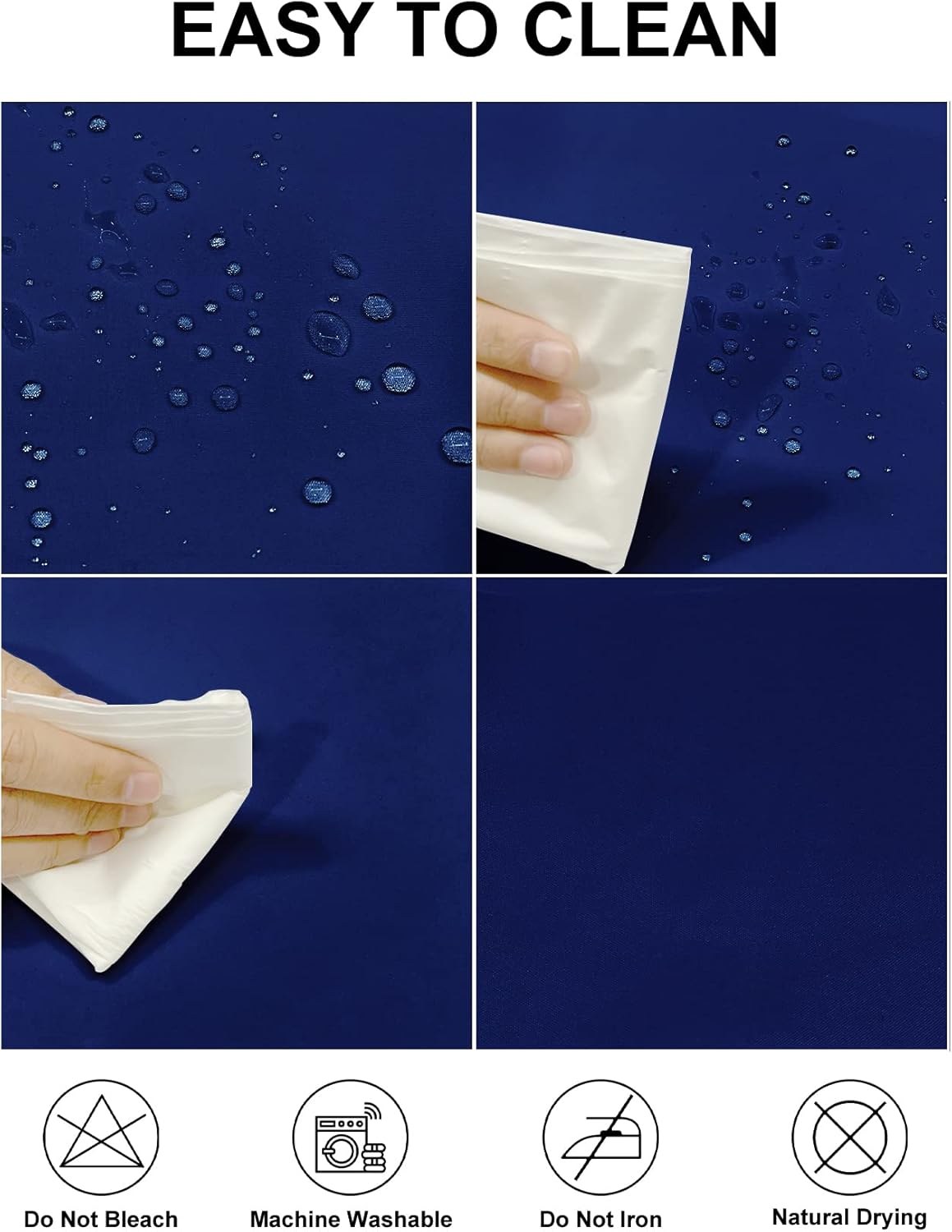 Fokitut 2 Pack Waterproof Round Tablecloth, 60 Inch, Stain Resistant and Wrinkle Polyester Table Cloth, Fabric Table Cover for Kitchen Dining, Wedding, Party, Holiday Dinner-Royal Blue