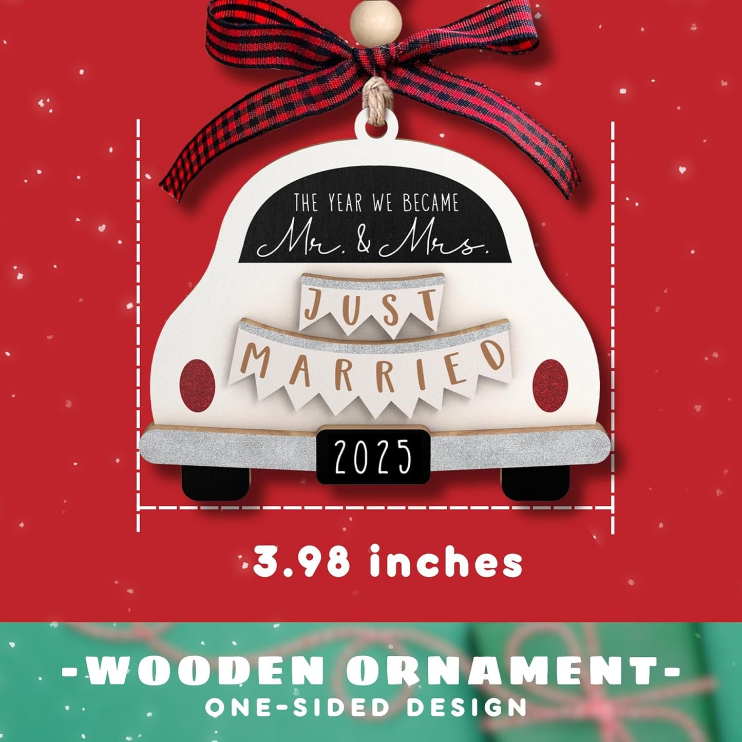 Pawzity Wedding Gifts - Mr and Mrs Gifts - Wedding Gift for Couples 2025, Bride, Future Mr and Mrs - Bridal Shower Bride Gift for Married Newlywed - Wood First Christmas Married Ornament 2025