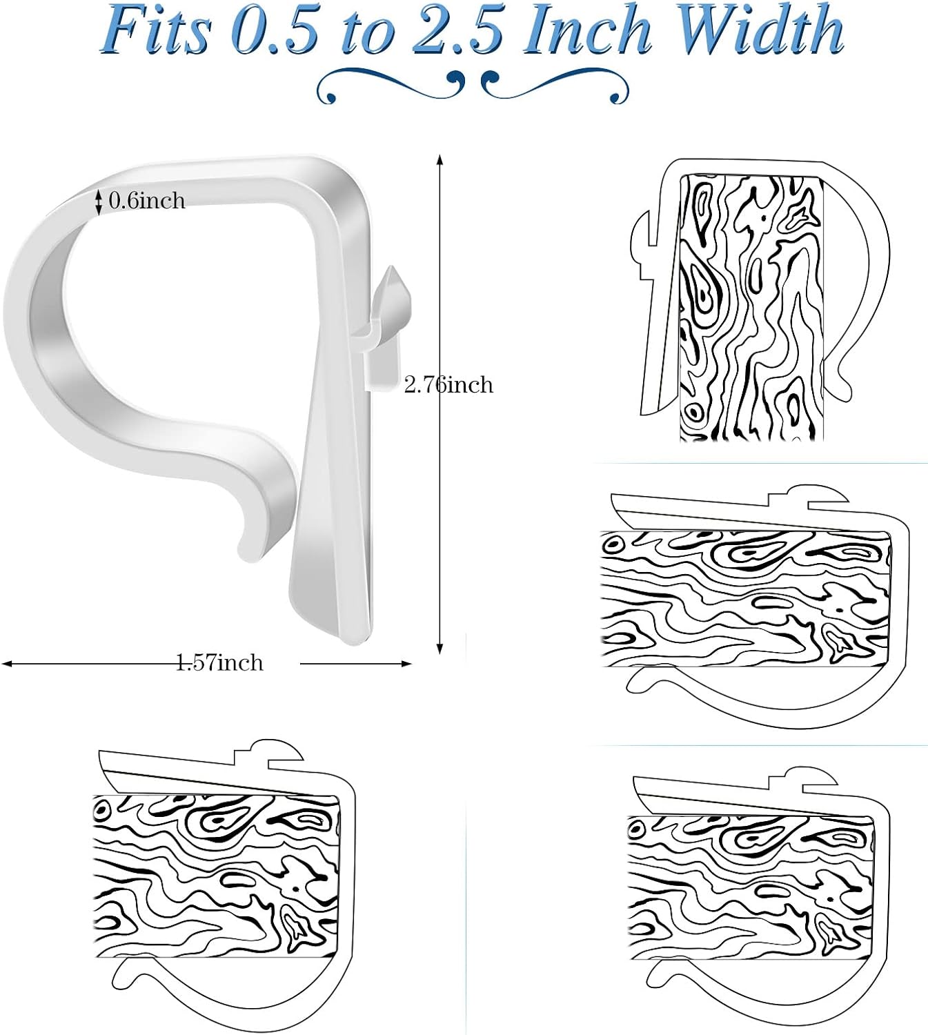 Yookeer 12 Pieces Church Pew Clips Heavy Duty Plastic Hooks Tablecloth Chair Table Clips Translucent White Holders for Wedding Ceremony Church Aisle Railing Bow Decorations