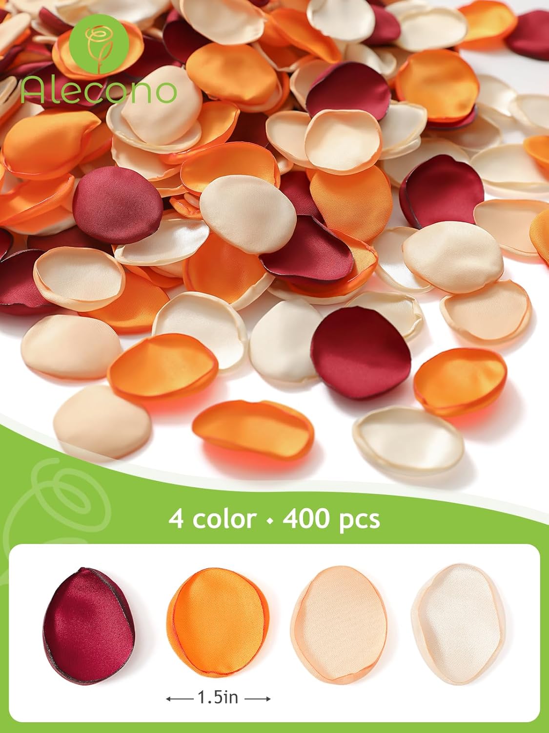 Alecono 400 pcs Silk Rose Petals, Faux Rose Flower Petals for Wedding Flower Girl, Orange Fall Fake Silk Petals Artificial Flower Petals for Bridal Shower