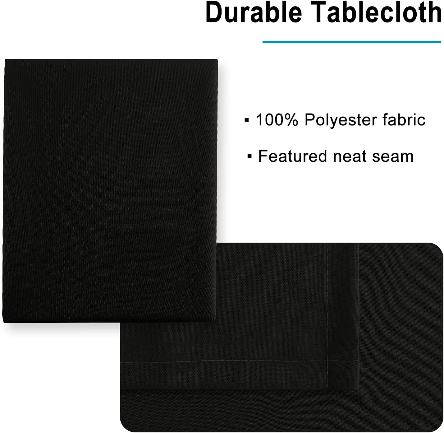 Hiasan Black Tablecloth for Square Tables - Waterproof and Spillproof Washable Fabric Small Table Cloth for Dining Room Kitchen Party, 40 x 40 Inch