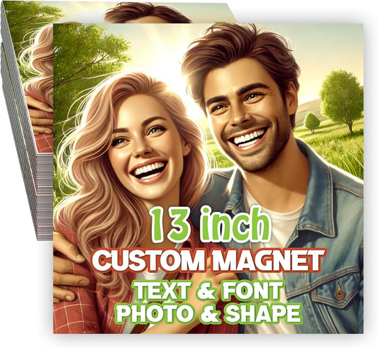 KETABAO – 13" Customize Your Custom Refrigerator and Car Square Magnets - Personalized Decorative Magnetic Frames
